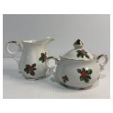 Lefton China Holly Cream and Sugar