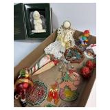 Various ornaments and Snowbabies figurine
