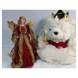 Angel tree topper and 1997 ballerina bear