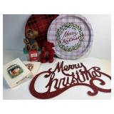 Various Christmas items with Merry Christmas sign