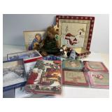 Various Christmas items with snowman serving tray