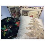 One throw and three pillows