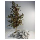 Gold and red tree ( 28ï¿½ tall) and 2 flocked