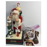 Various Christmas items including music box