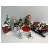 Various Christmas items with ornaments and spread