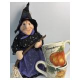 Witch plush and two fall mugs