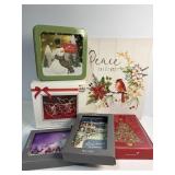 Christmas sign, angel candle holders, tin and