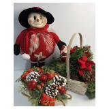 Snowman and vintage centerpieces