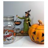 Jack o Lantern candy dish, Halloween treats jar