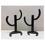 Horseshoe Cactus Sculpture Display Stand Pair