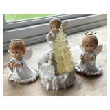 Christmas Angel Figurines With Lighted Tree