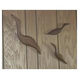 MCM Hand Carved Wood Flying Birds Wall Art