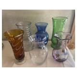 Six Assorted Decorative Glass Vases