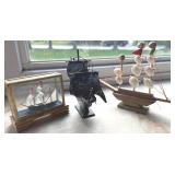 Vintage Miniature Sailing Ship Decor
