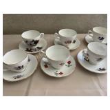 Six English Bone China Teacup & Saucer Sets