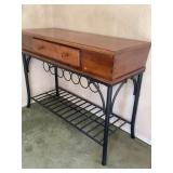 Wood & Metal Wine Console Table