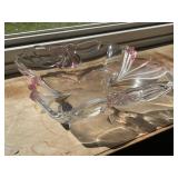 Pink Floral Glass Square Serving Bowl