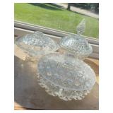 Three Clear Glass Covered Candy Dishes