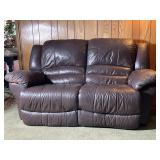 Brown Leather Reclining Loveseat