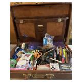 Vintage Briefcase w/ US Postage & Office Supplies