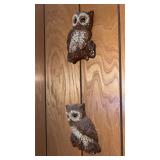 Vintage Owl Wall Plaques 7in Pair