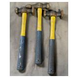 3 Auto Body Hammers Fiberglass Handles