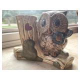 Vintage Ceramic Owl Planter 6in