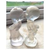 Fenton Kissing Boy & Girl Satin Glass Figurines