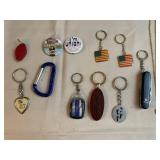 Assorted Keychains Pins & Pocket Knife