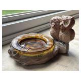 Vintage Owl Sweet Home Ashtray 4.5x7in