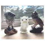 Assorted Owl Figurines 3pc 5.5in