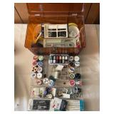 Sewing Box with Thread, Needles & Notions