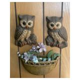 Vintage Owl Wall Decor & Flower Basket