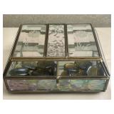 Vintage Brass & Etched Glass Trinket Box