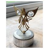 Musical Crystal Angel With Doves Figurine
