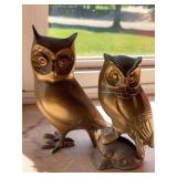Vintage Brass Owl Figurines Pair