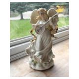 Sankyo Porcelain Musical Angel with Mandolin 9in