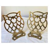 Vintage Brass Owl Bookends