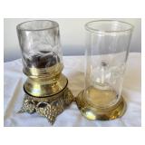 Vintage Glass Candle & Oil Light Set