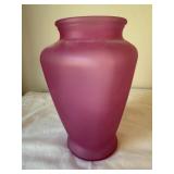 Frosted Pink Glass Vase Made in USA