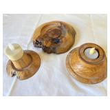 Hand-Turned Burl Wood Candle Holders