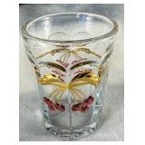 Gold And Pink Floral Glass Tumbler