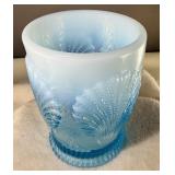 Blue Opalescent Shell Glass Cup