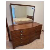 Vintage Serpentine Dresser With Mirror