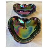 Pair of Iridescent Glass Foot Dishes