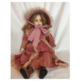 Victorian-Style 28ï¿½ Porcelain Doll in Rose Velvet