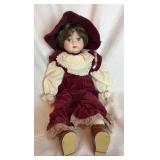 Victorian-Style 28ï¿½ Doll in Burgundy Velvet