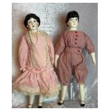 Victorian 22ï¿½ Porcelain Lady & Gentleman Dolls