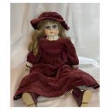 Porcelain 21ï¿½ Doll in Velvet Dress