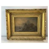 19th Century Coastal Seascape Oil Painting: